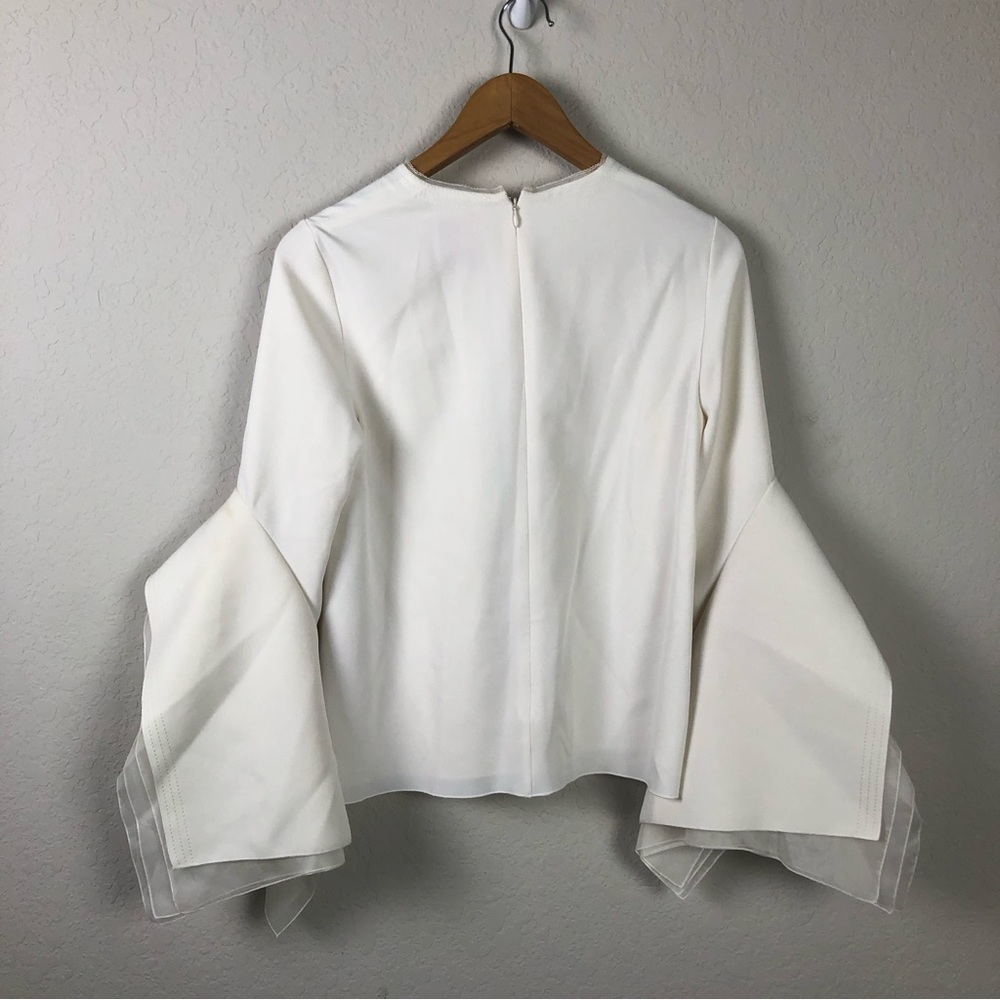 ROKSANDA Top Rana White Tulle Trimmed Crepe Blouse - Picture 9 of 15